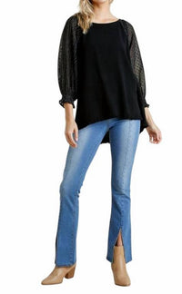 Umgee - Mesh Puff Sleeve Top