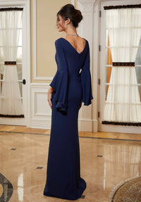 MGNY Bell Sleeves V-neck Dress in navy - women's dress - alternate view