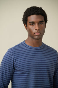 Save Khaki United - Men's Long Sleeve Organic Hemp Stripe Crew Tee