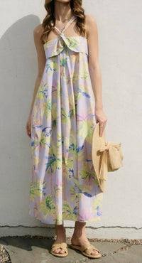 Dress Forum - Floral Radiance Halter Neck Maxi Dress