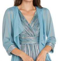 R&M Richards - Metallic Platter Dress With Removable Sheer-sleeve Jacket Set