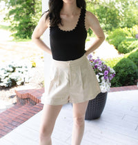 Hem & Thread Scallop Sweetheart Sweater Tank Top in black - women's tank top