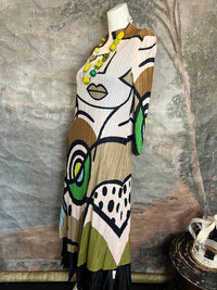 Vanite Couture Women's Picasso Mix Abstract Dress in green mocha - women's dress - view 4