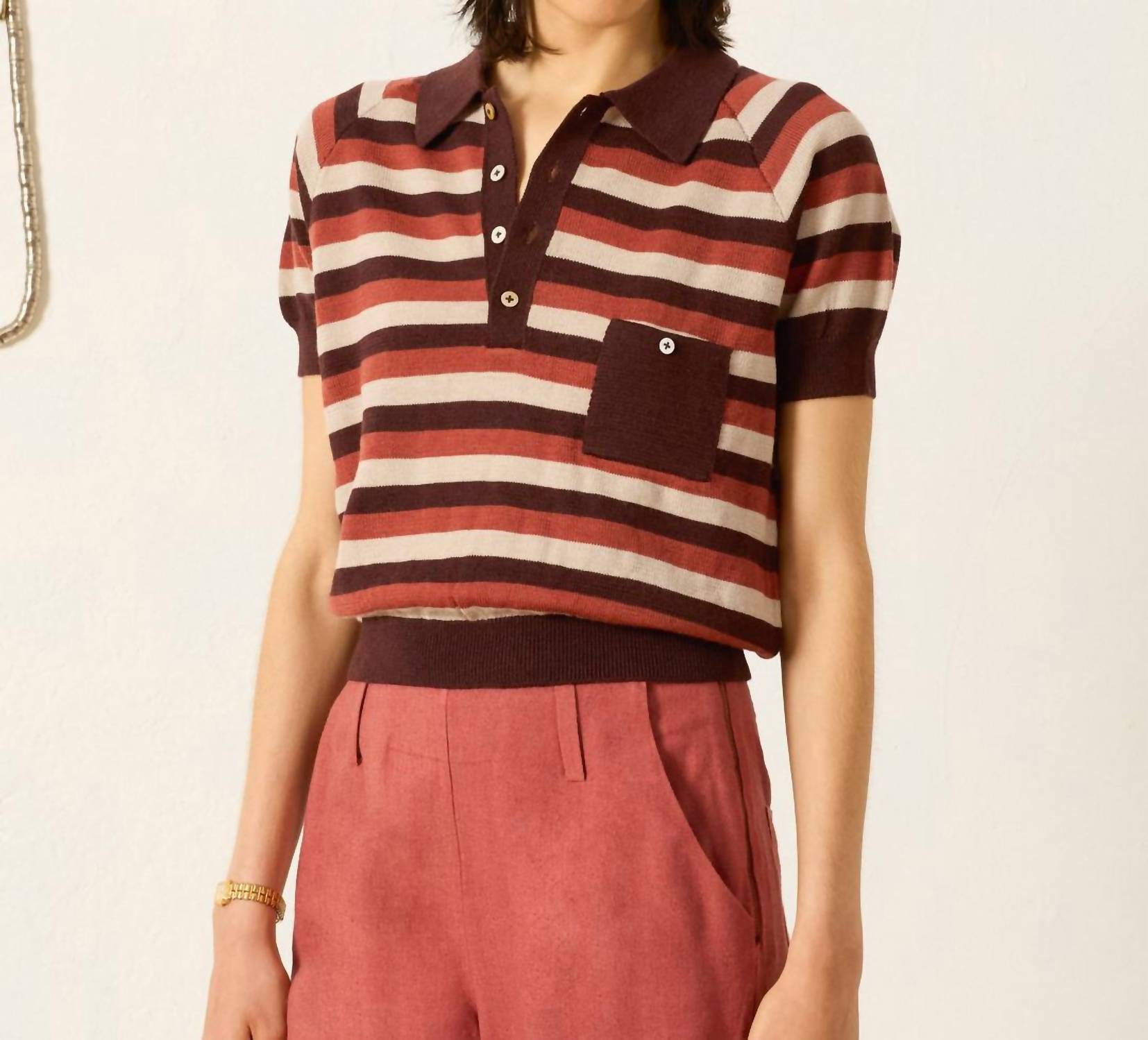Alix Of Bohemia - Lessi Sandstone Stripe Top