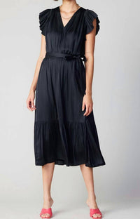 Current Air - Scarlett Satin Flutter Sleeve Dress