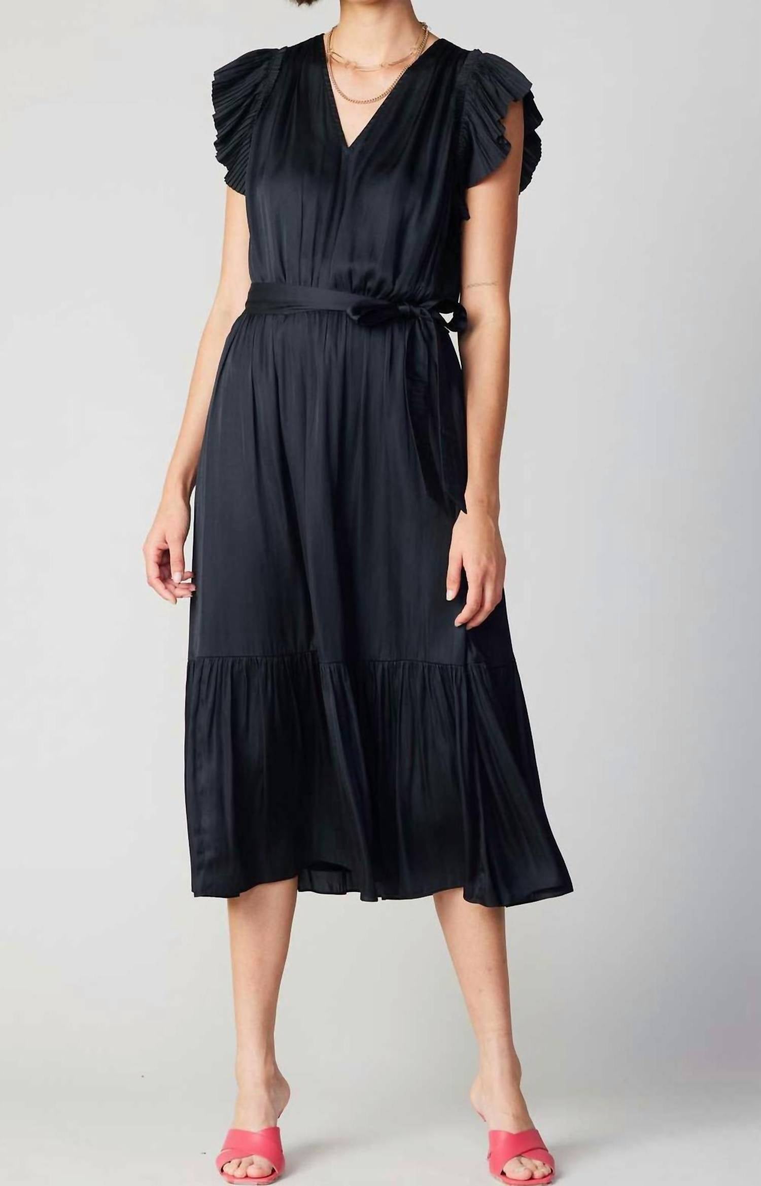Current Air - Scarlett Satin Flutter Sleeve Dress