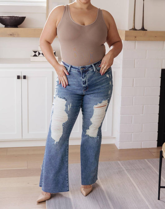 Judy Blue - High Rise Heavy Destroy Flare Jeans