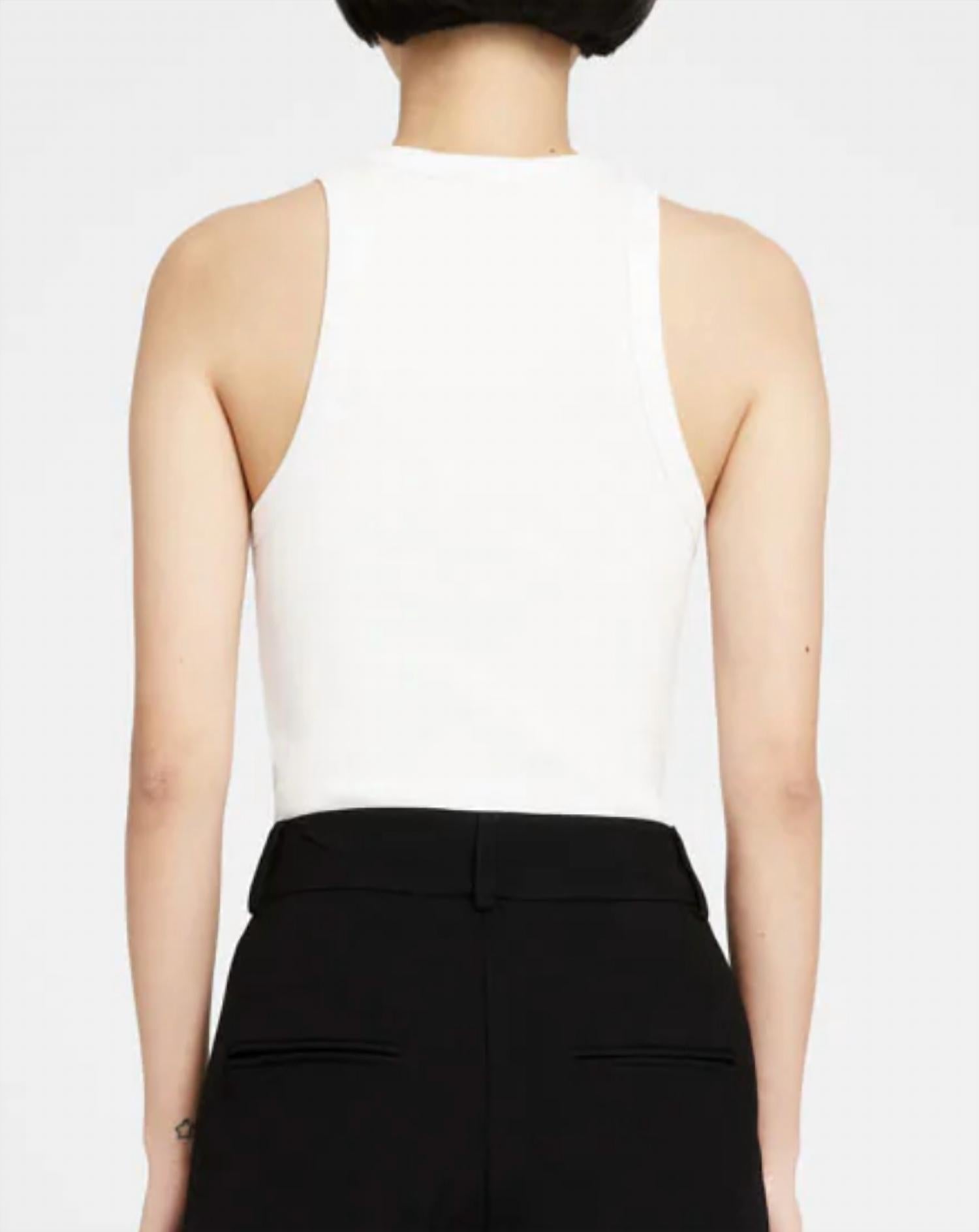 ANINE BING Eva Crewneck Tank Top in white - women's tank top - detail view