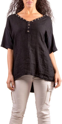 Gigi Moda - Aldina Linen V-neck Top