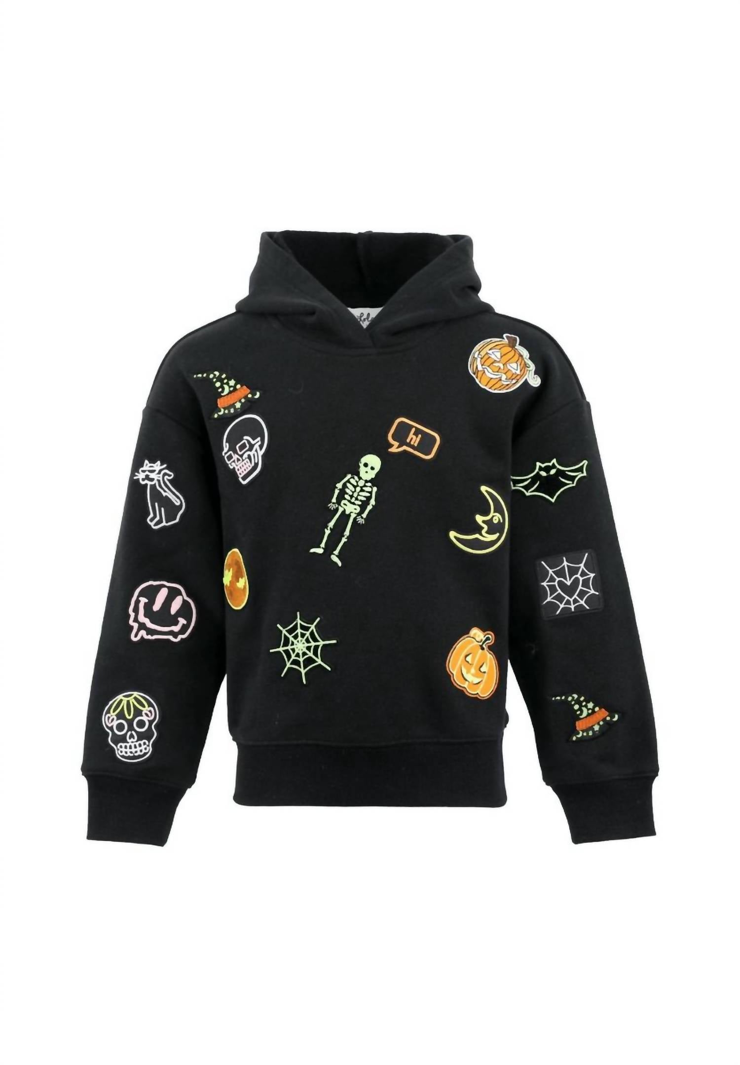 Lola + The Boys - Kid's Glow Patched Halloween Hoodie