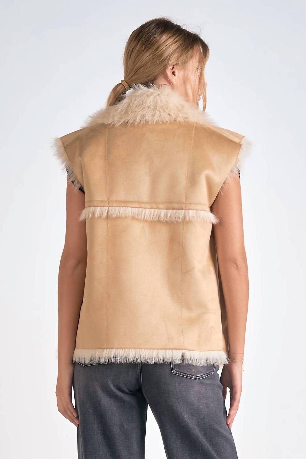 Elan - Long Faux Fur Vest Jacket
