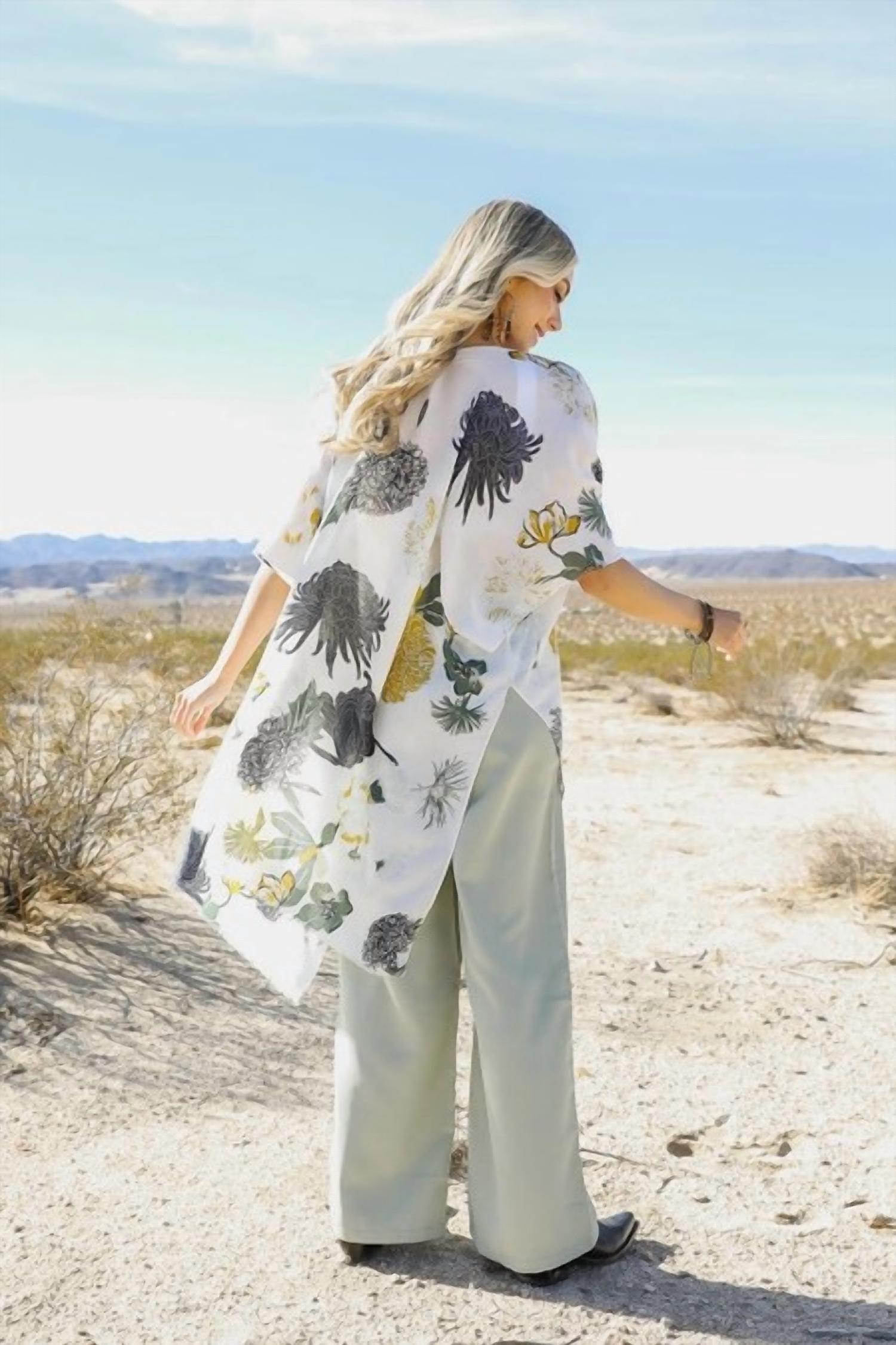 Leto - Floral Motif Boho Festival Cover Up Kimono