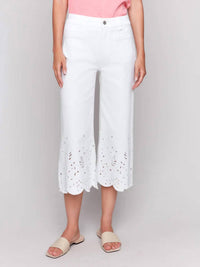 Charlie B - Scallop Hem Crop Wide Leg Pants