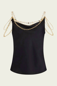 Rabanne - Chain-strap Silk Cowl-neck Top