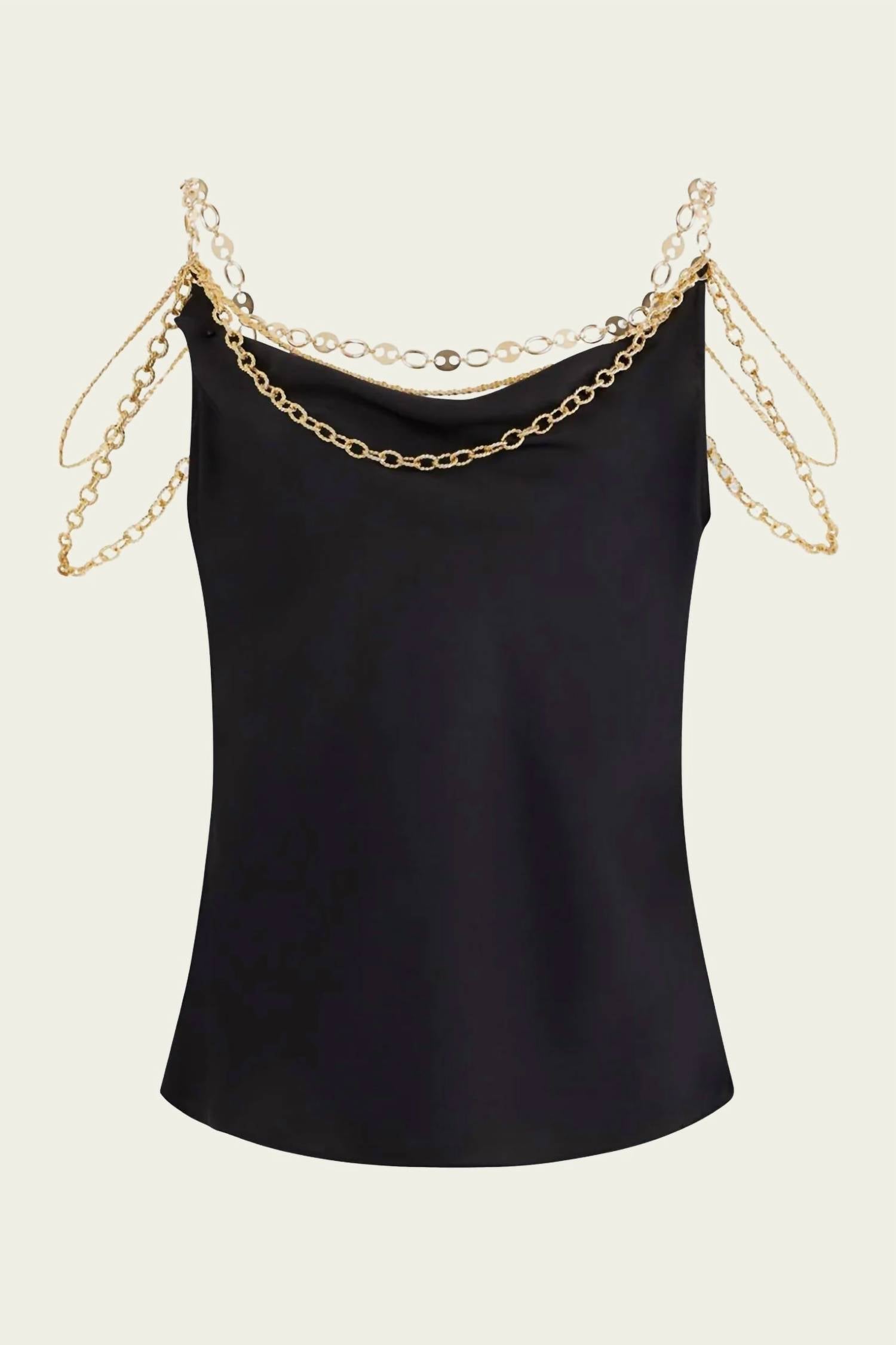 Rabanne - Chain-strap Silk Cowl-neck Top