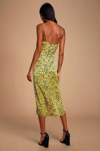 Lulus - Odette Leopard Print Satin Tie-front High-low Dress