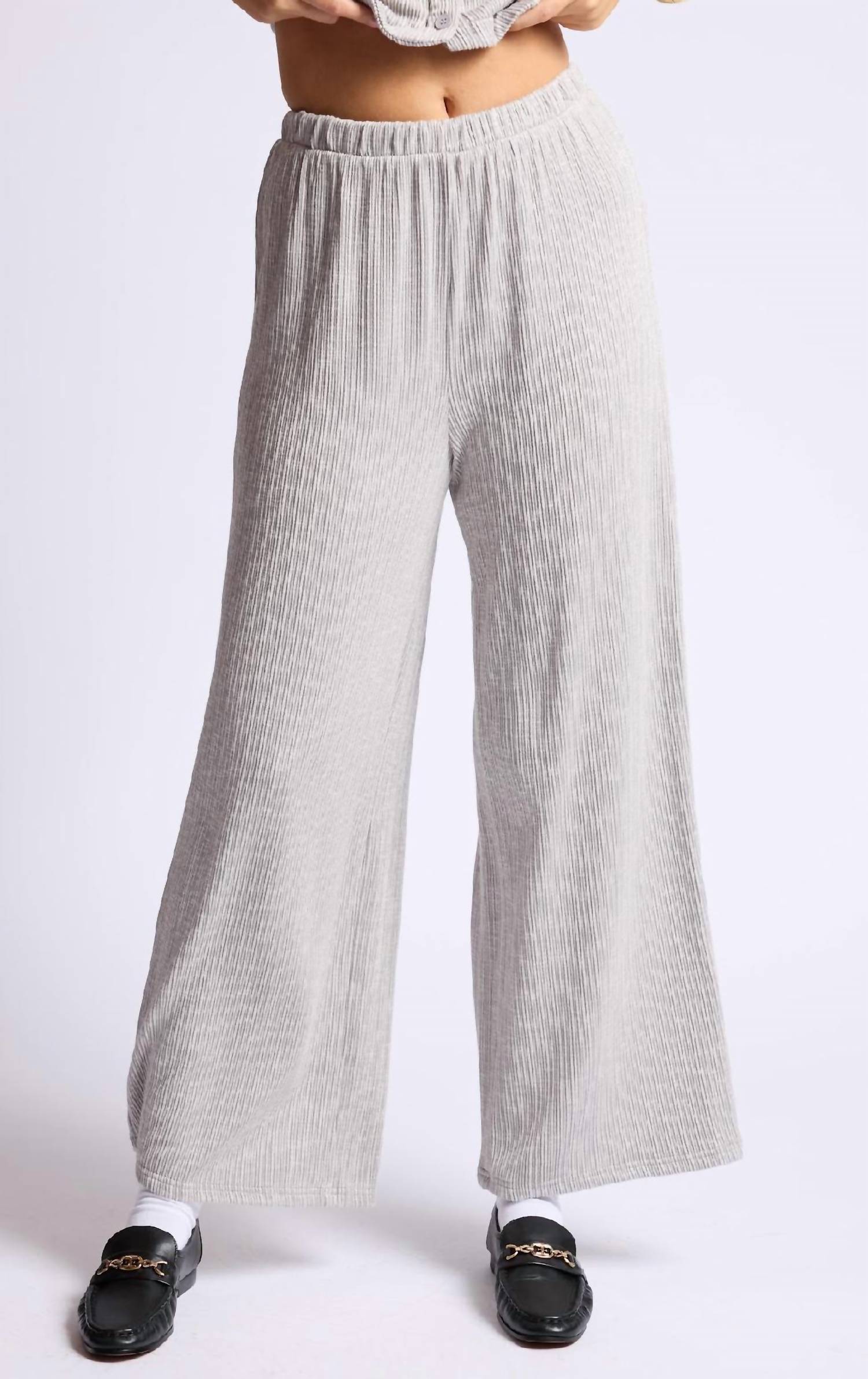Sage The Label - Fresh Air Variegated Ribbed Knit Wide Leg Pant