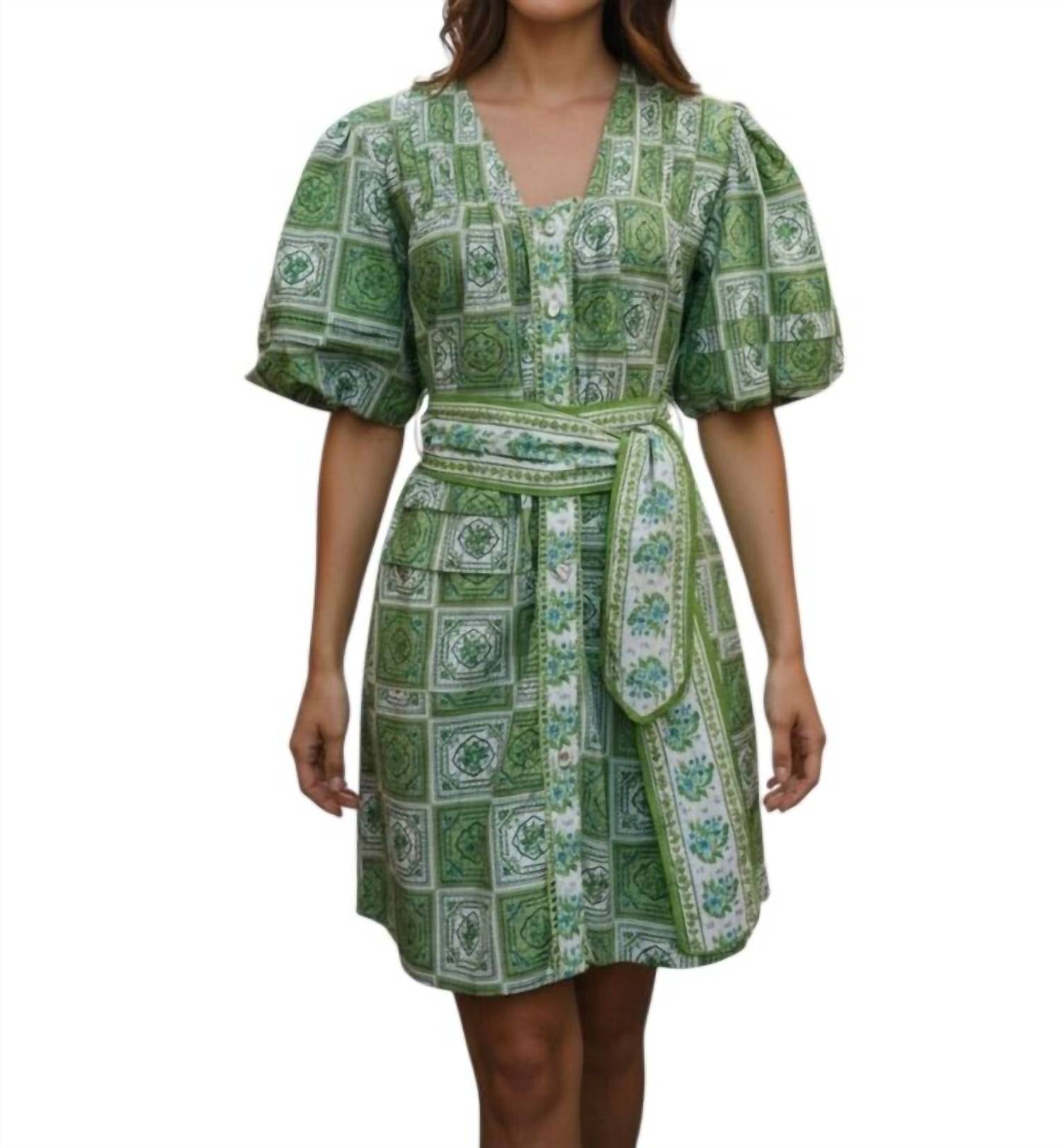VICTORIA DUNN Women's Camille Sunny Lime Mini Dress in green - women's dress
