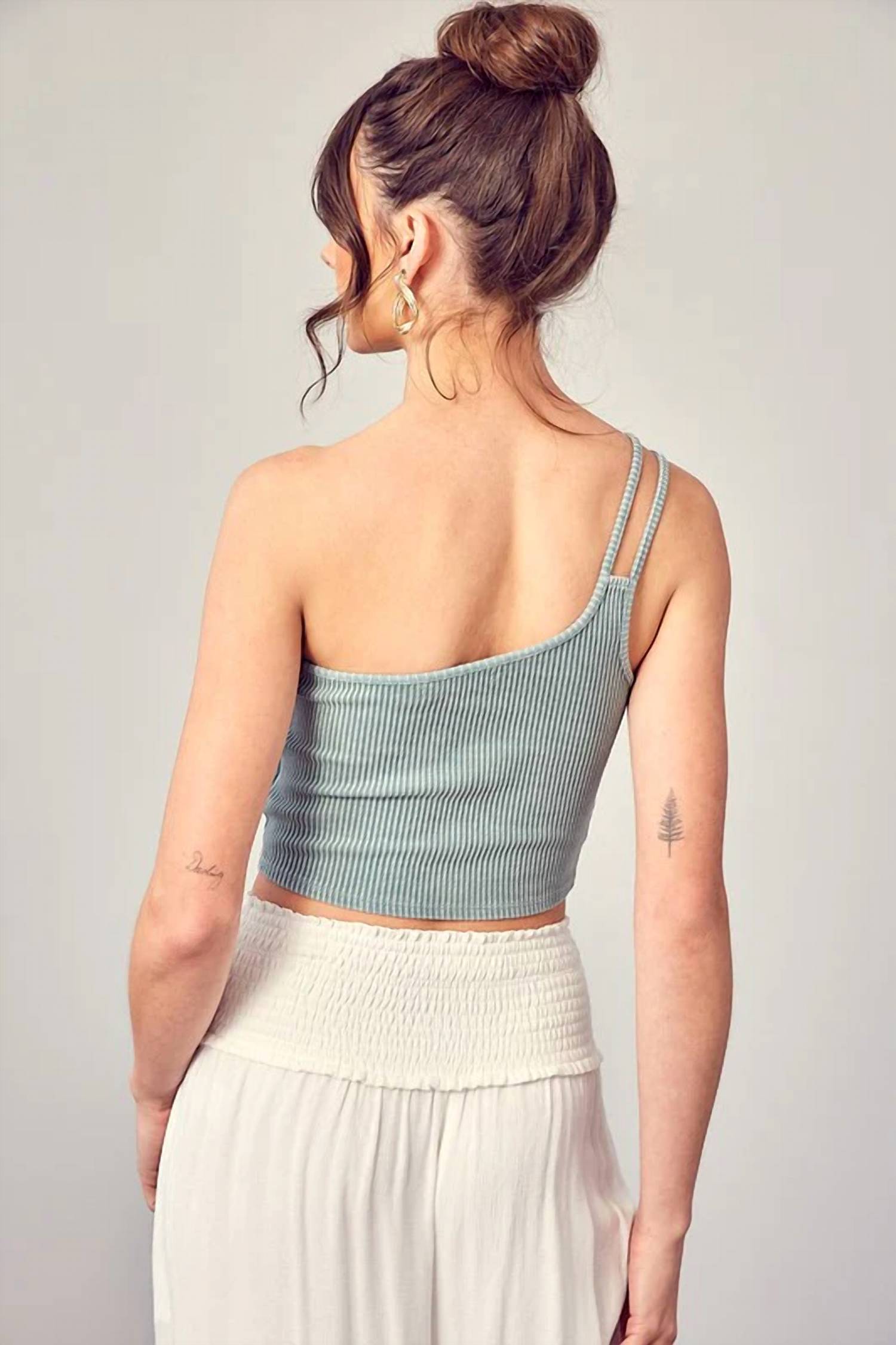 Mustard Seed - One Shoulder Ribbed Tank Top