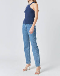 Endless Rose - Asymmetric Cutout Rib Knit Tank Top