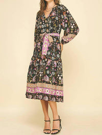 Pinch - Border Print Tiered Midi Dress