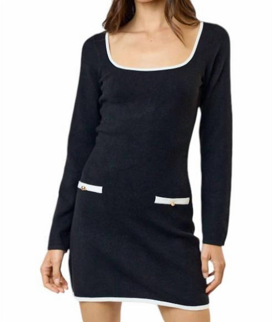 Lalavon - Contrast Detail Sweater Mini Dress