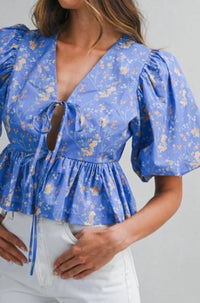 Mable - Blossom And Breeze Short Bubble Sleeve Top