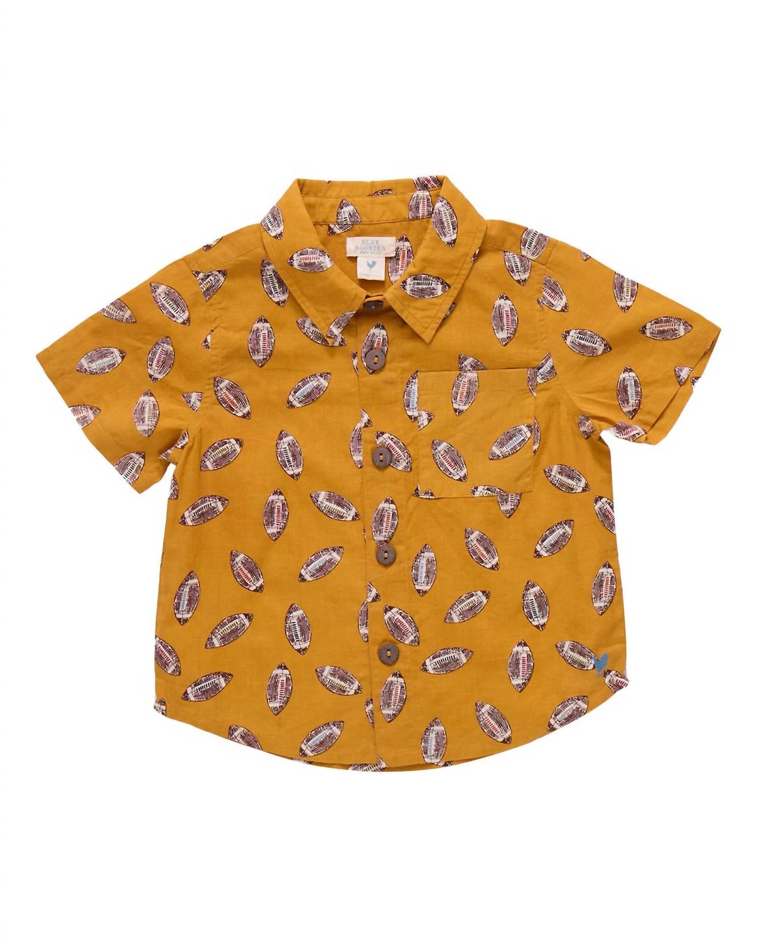 PINK CHICKEN Jack Polo Shirt in flying footballs - kids' shirt - detail view