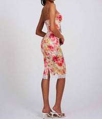 Miss Circle - Florianne Floral Print Satin Midi Dress