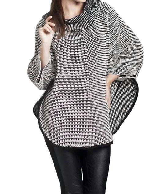 Cowl Neck Tweed Poncho