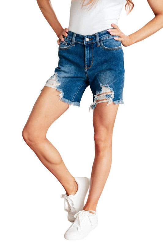 Judy Blue - Mid Rise Distressed Cutoff Shorts