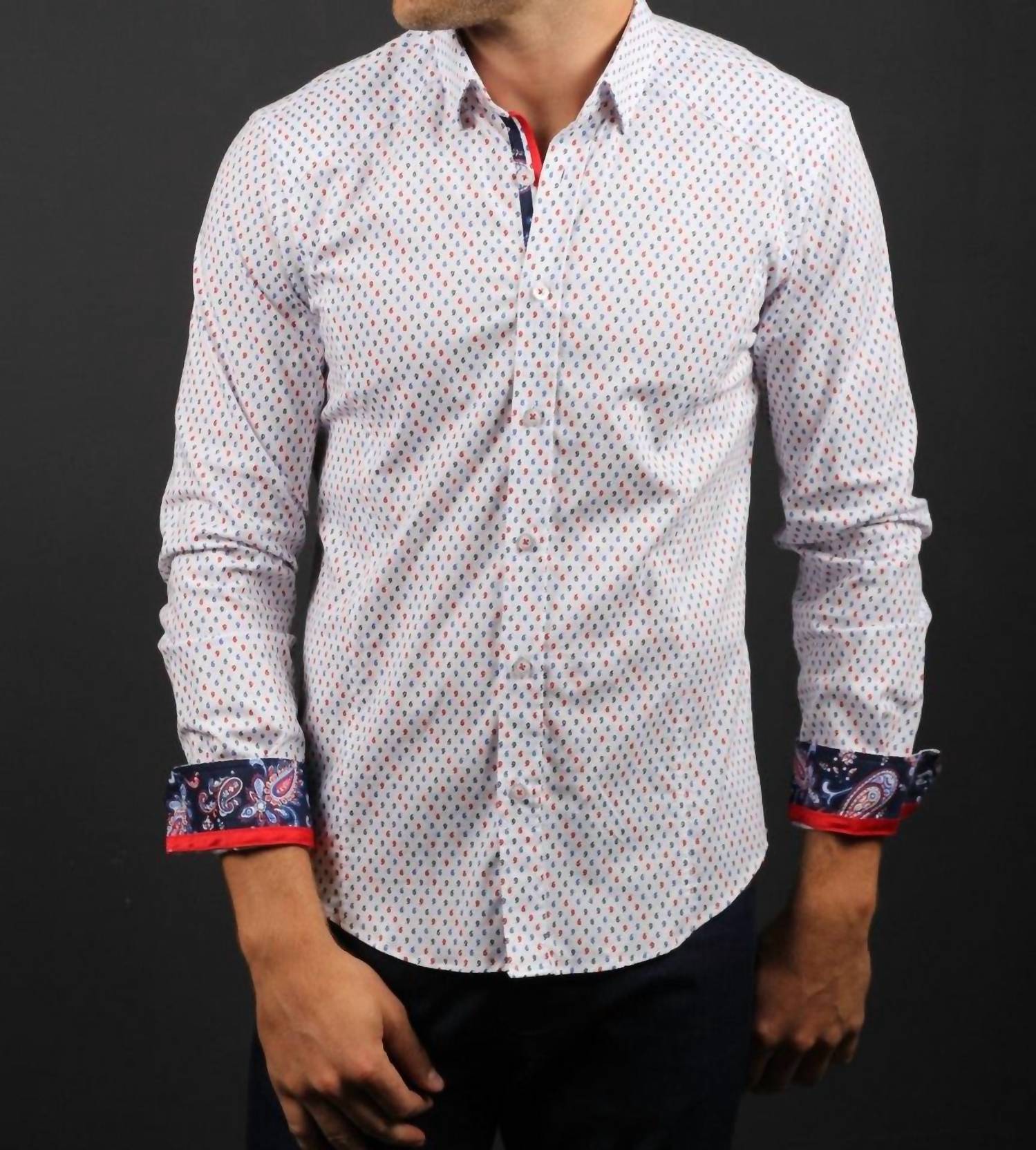 Eight X - Button Down Shirt With Paisley Trim