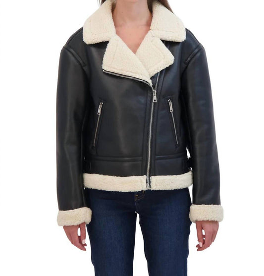 Sebby - Faux Leather Shearling Moto Jacket