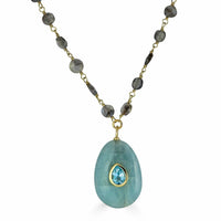 Rachel Reinhardt - Women's Labradorite And Aquamarine Pendant Necklace