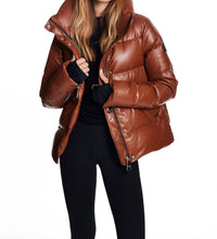 Sam. - Vegan Leather Puffer Jacket