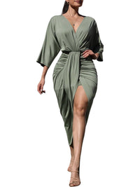 Dress Day - V-Neck Ruched Dress