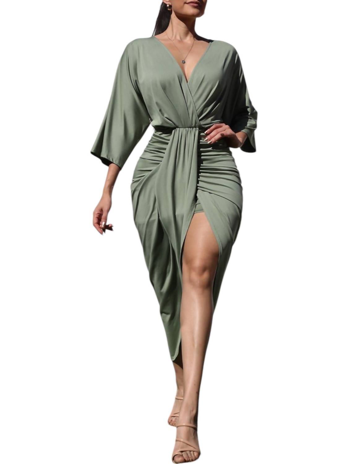 Dress Day - V-Neck Ruched Dress