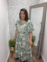 Umgee - Two Tone Print A-line Tiered Dress