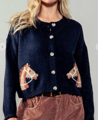 trend:notes Horse Relaxed Cardigan in blue - women's cardigan