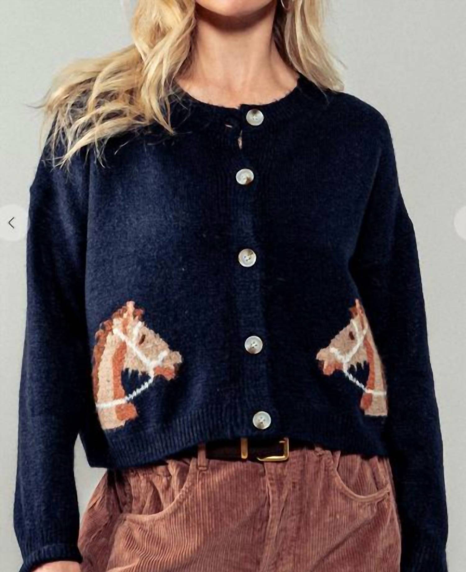 trend:notes Horse Relaxed Cardigan in blue - women's cardigan