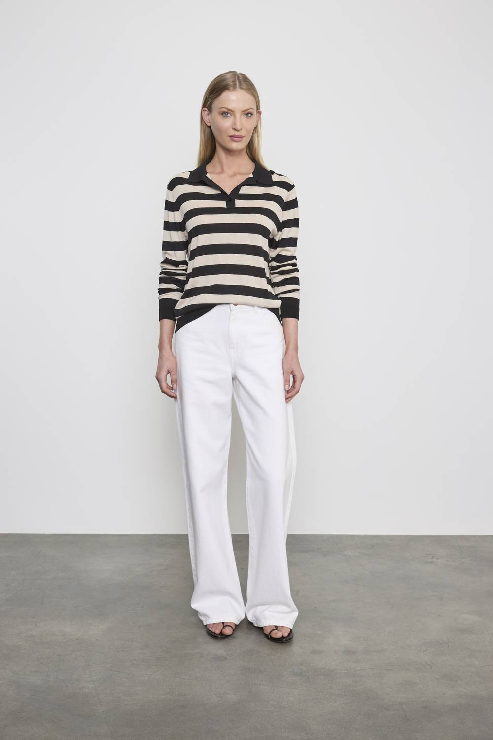 Enza Costa - STRIPE SILK KNIT POLO