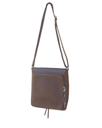 Roma Leathers Women's Vintage Leather Crossbody Shoulder Bag With Adjustable Strap in brown - women's bag - view 4