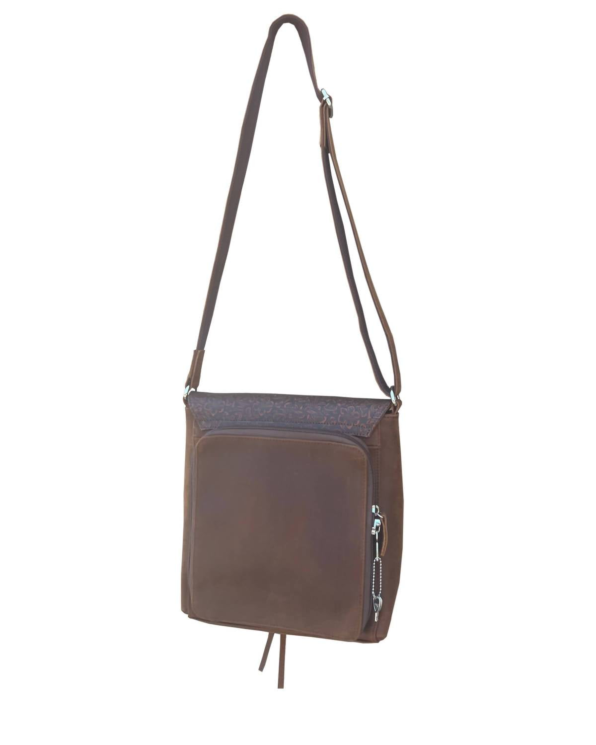 Roma Leathers Women's Vintage Leather Crossbody Shoulder Bag With Adjustable Strap in brown - women's bag - view 4