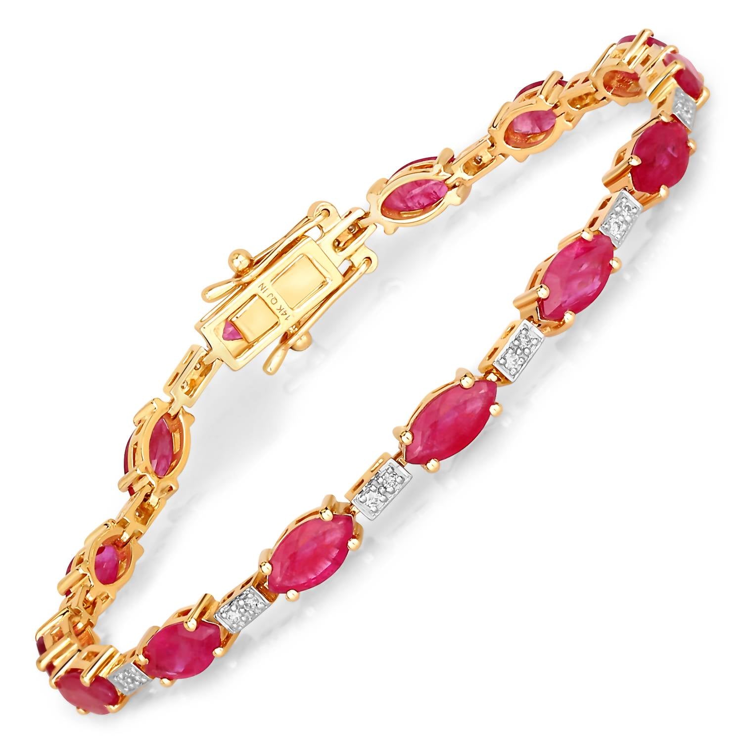 Diana M Jewels Women's Marquise Natural Ruby Bracelet (7.22 Ct) - Elegant Plus in 14k yellow gold - women's item