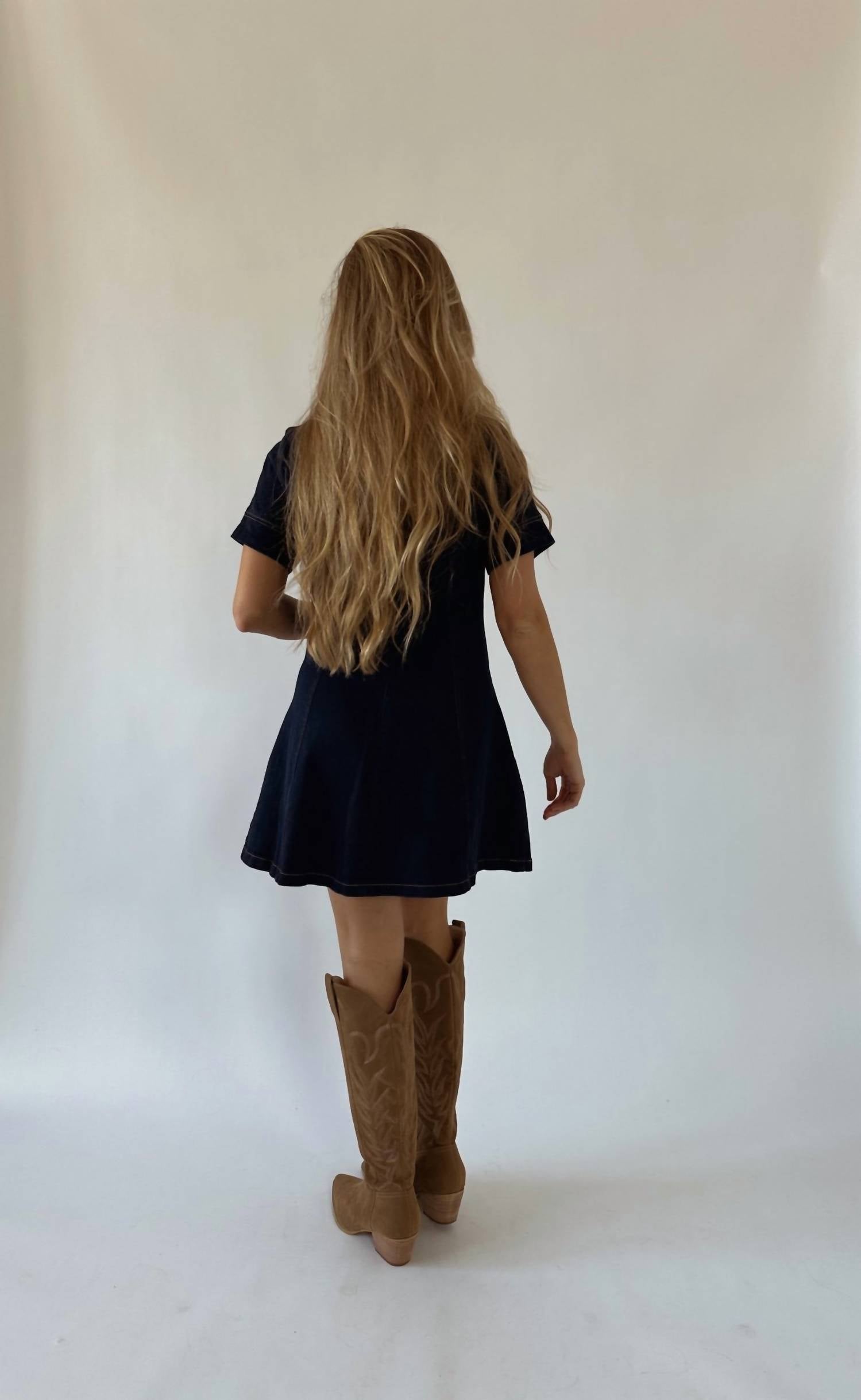 Blue Blush - Madison Short Sleeve Denim Dress