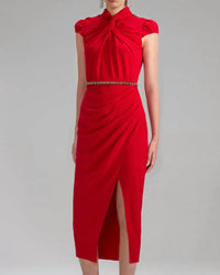 Self-Portrait - Crepe Ruched Midi Dress