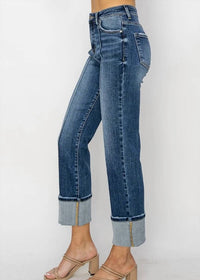 Risen - High Rise Ankle Straight-wide Cuffed Jeans