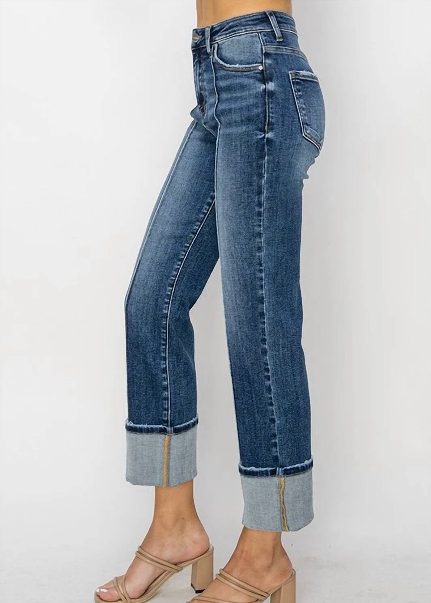 Risen - High Rise Ankle Straight-wide Cuffed Jeans