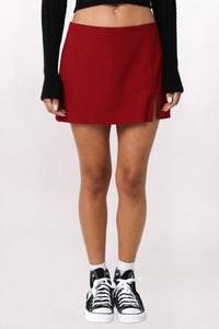 Olivaceous - High Waist Slit Mini Skirt