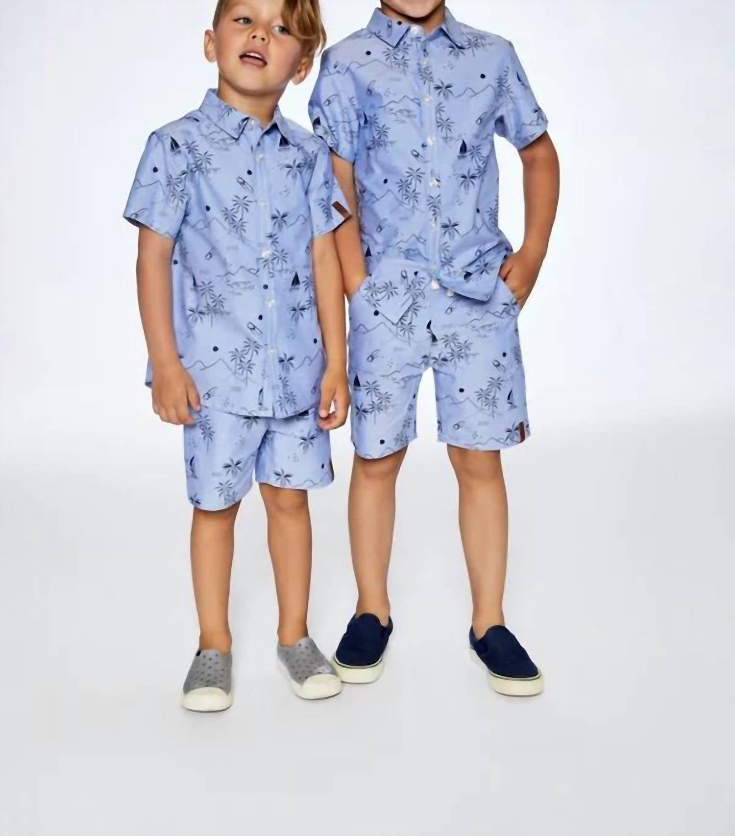 Deux Par Deux - Boys' Printed Chambray Shirt